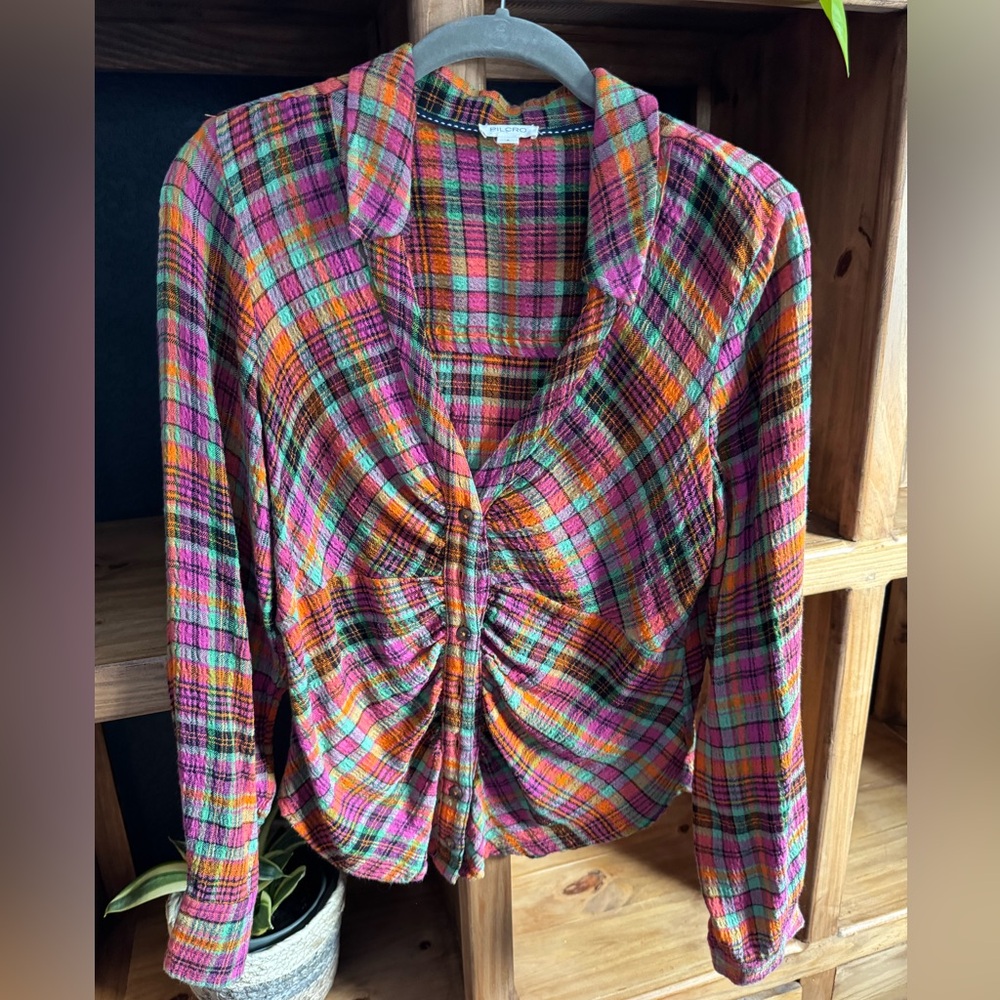 Pilcro plaid long sleeve button down